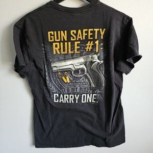 Buck Wear Gun Safety Rule #1 Carry One Size Medium Gray Short Sleeve Shirt